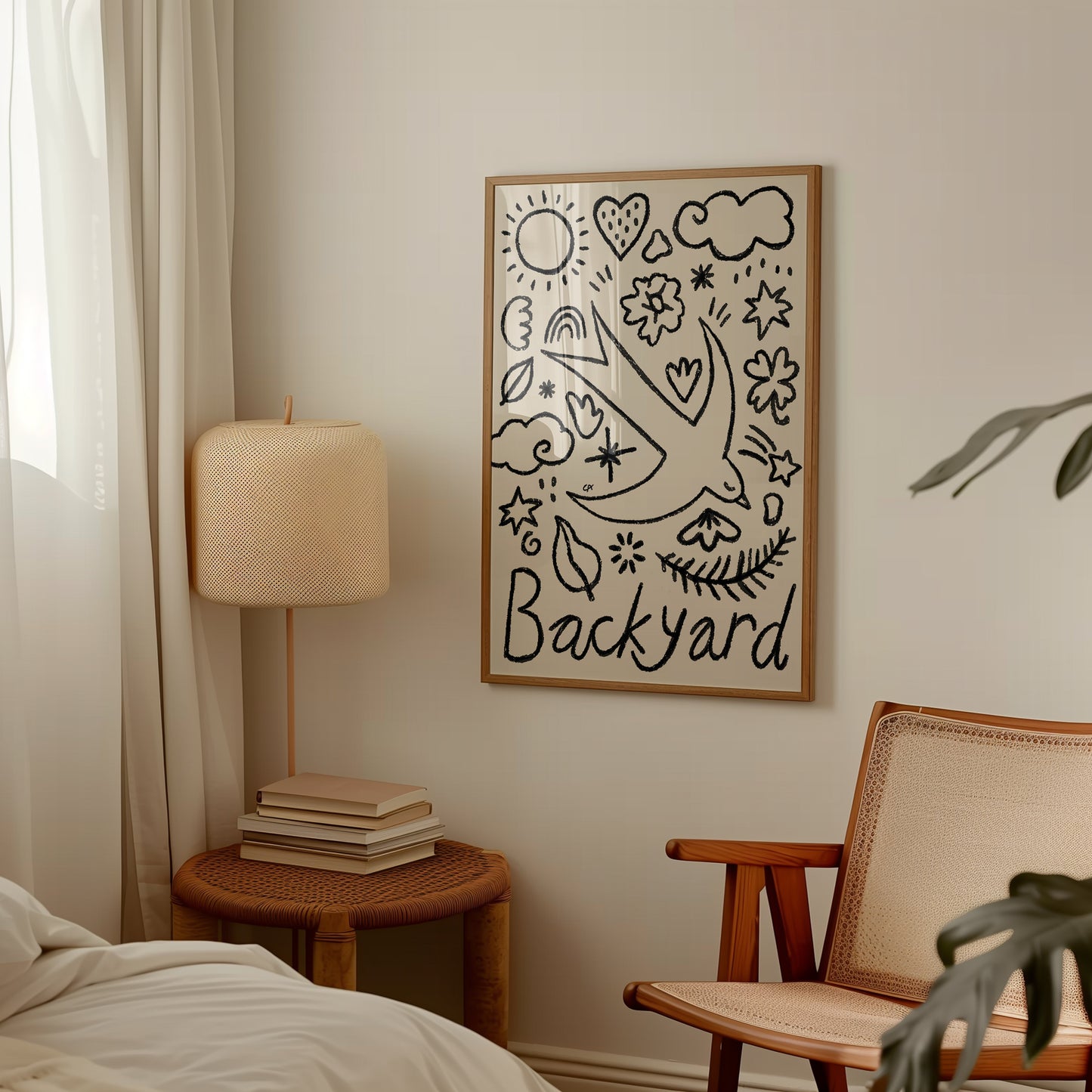 Backyard Vibes | Plakat med sorte stregtegninger